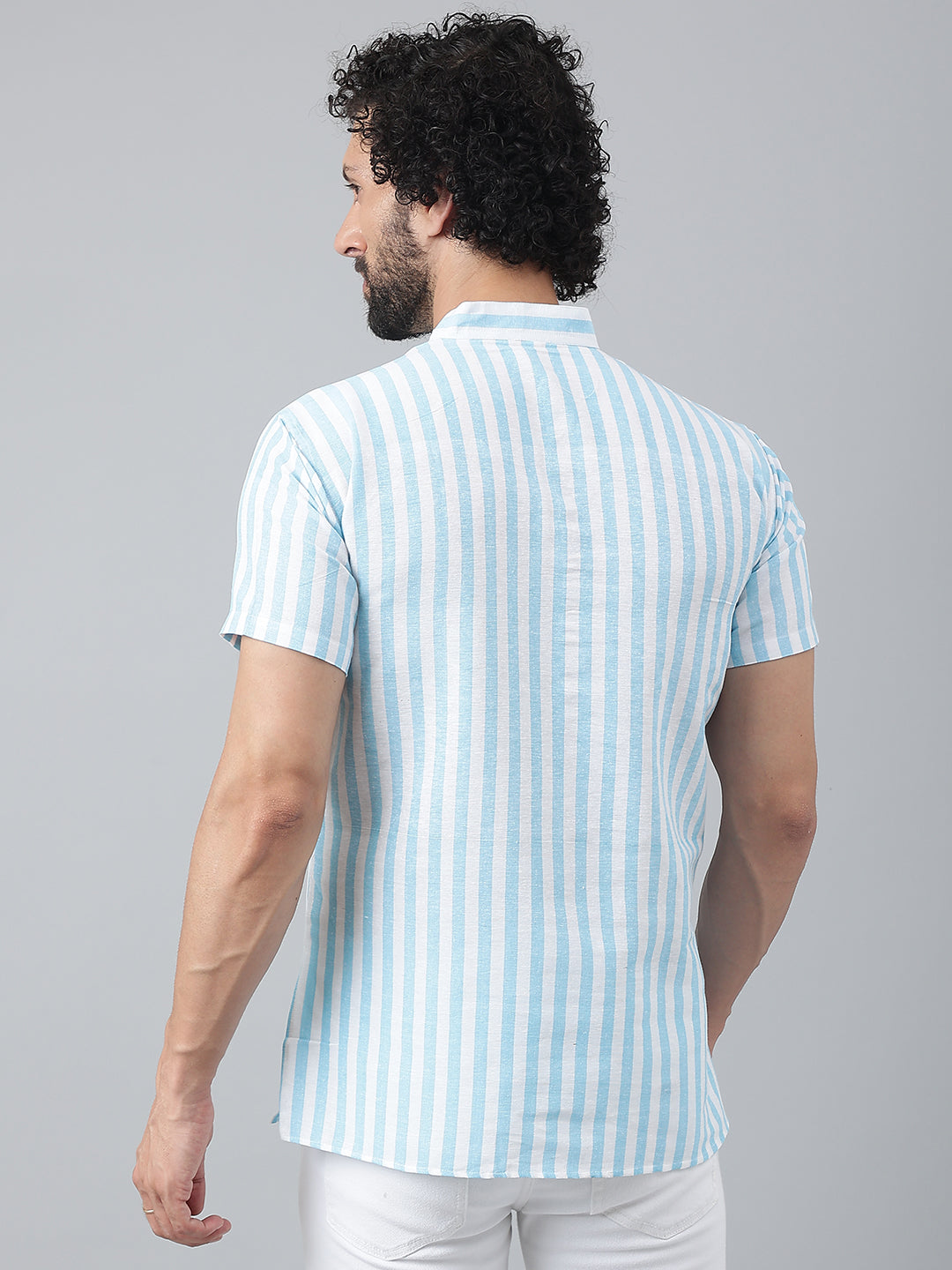 RIAG Blue Color Short Sleeves Casual Men's Cotton Short Kurta | Grocsy
