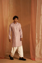 Lavender viscose Chikankari Embroidery Work Men's Traditional Kurta Set - Mahotsav | Grocsy