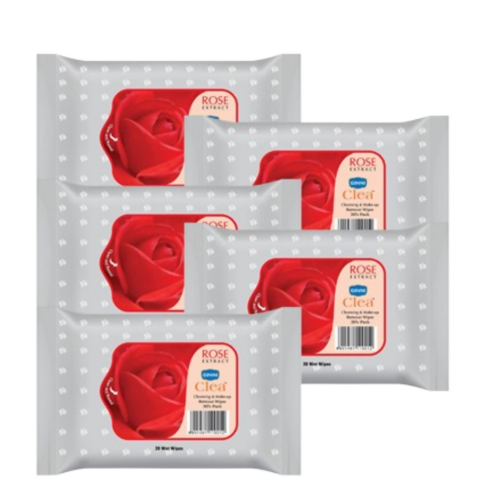 Ginni Set of 5 Rose Cleansing & Makeup Remover Wet Wipes | Grocsy