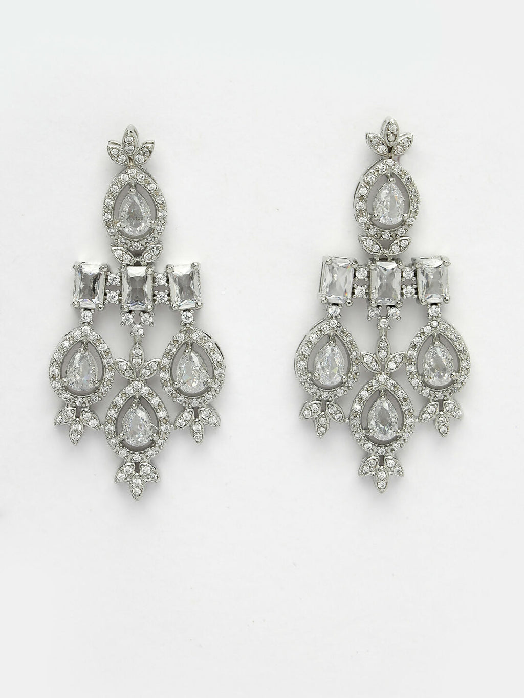 NVR Women's Silver-Plated Cubic Zirconia Studded Handcrafted Jewellery Set | Grocsy