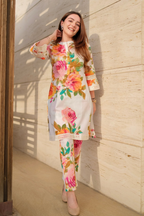Teeya Creation Cream Colour Cambric Cotton Beautiful Co Ord Set | Grocsy