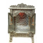 Silver Coated and Copper 2 Door Open Pooja Mandir / Pooja Mandiram Silver Coated and Copper | Grocsy