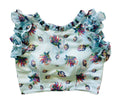 Vamika Sky Blue Georgette Frill Blouse | Grocsy