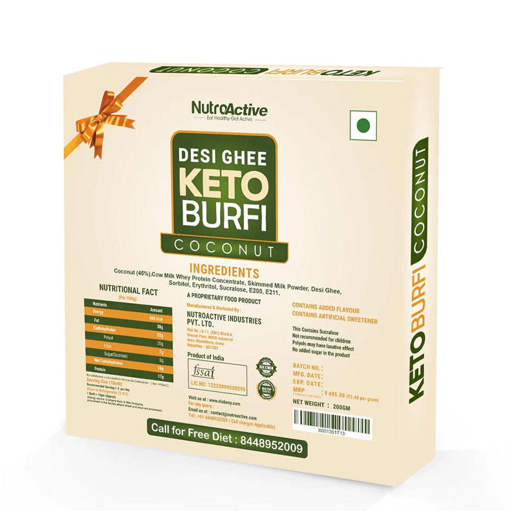 NutroActive Desi Ghee Keto Coconut Barfi | Grocsy