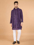Vastranavya Dusty Purple Exclusive Festival Wear Viscose Silk Thread & Sequence Embroidered Work Kurta with Dupatta | Grocsy