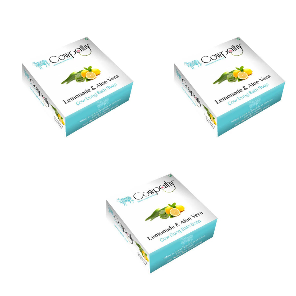 Cowpathy Lemonade & Aloe Vera Cow Dung Bath Soap (75Gm) | Grocsy
