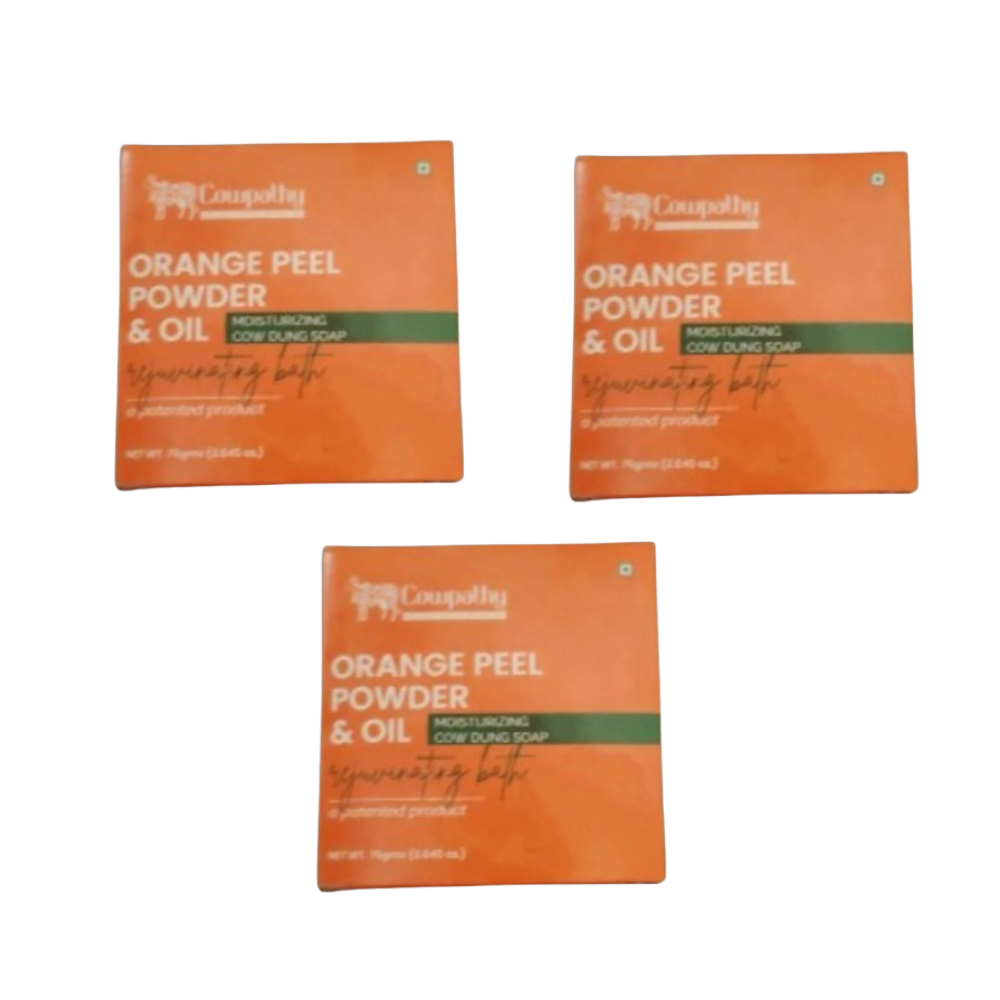 Cowpathy Orange Peel Powder & Orange Oil Cow Dung Bath Soap (75Gms) | Grocsy