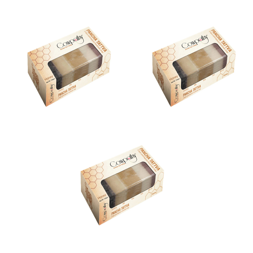 Cowpathy Pancha Tattva 5 Layer Panchagavya Handmade Honey Soap (150gm) | Grocsy
