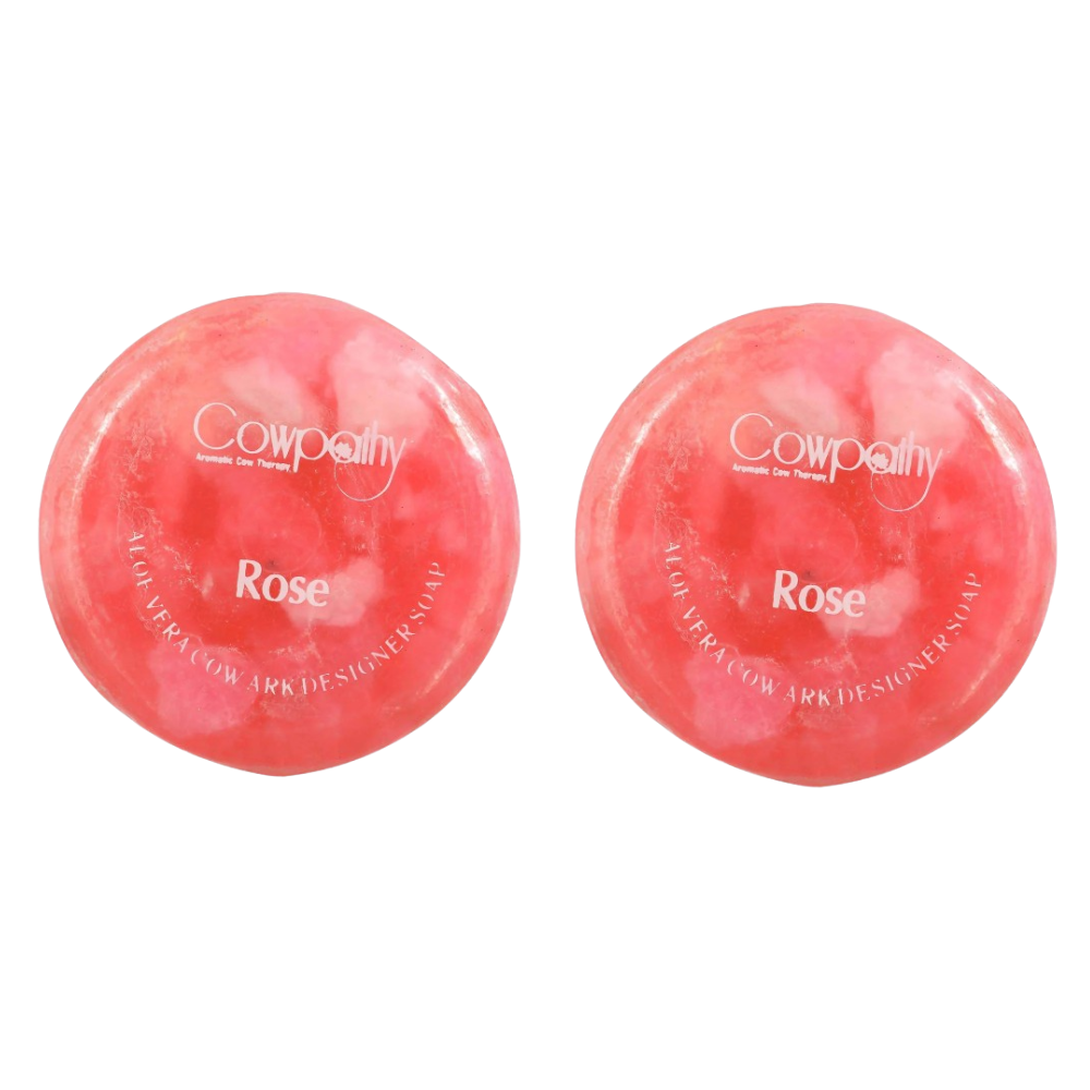 Cowpathy Rose Aloe Vera Cow Ark Designer Soap (100 Gm) | Grocsy