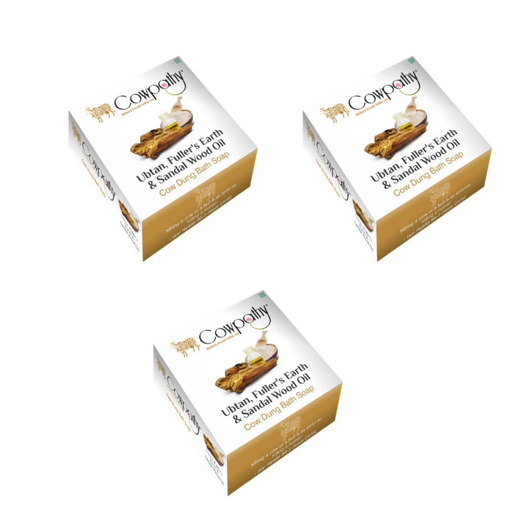Cowpathy Ubtan, Fuller's Earth & Sandal Wood Oil Cow Dung Bath Soap (75gm) | Grocsy