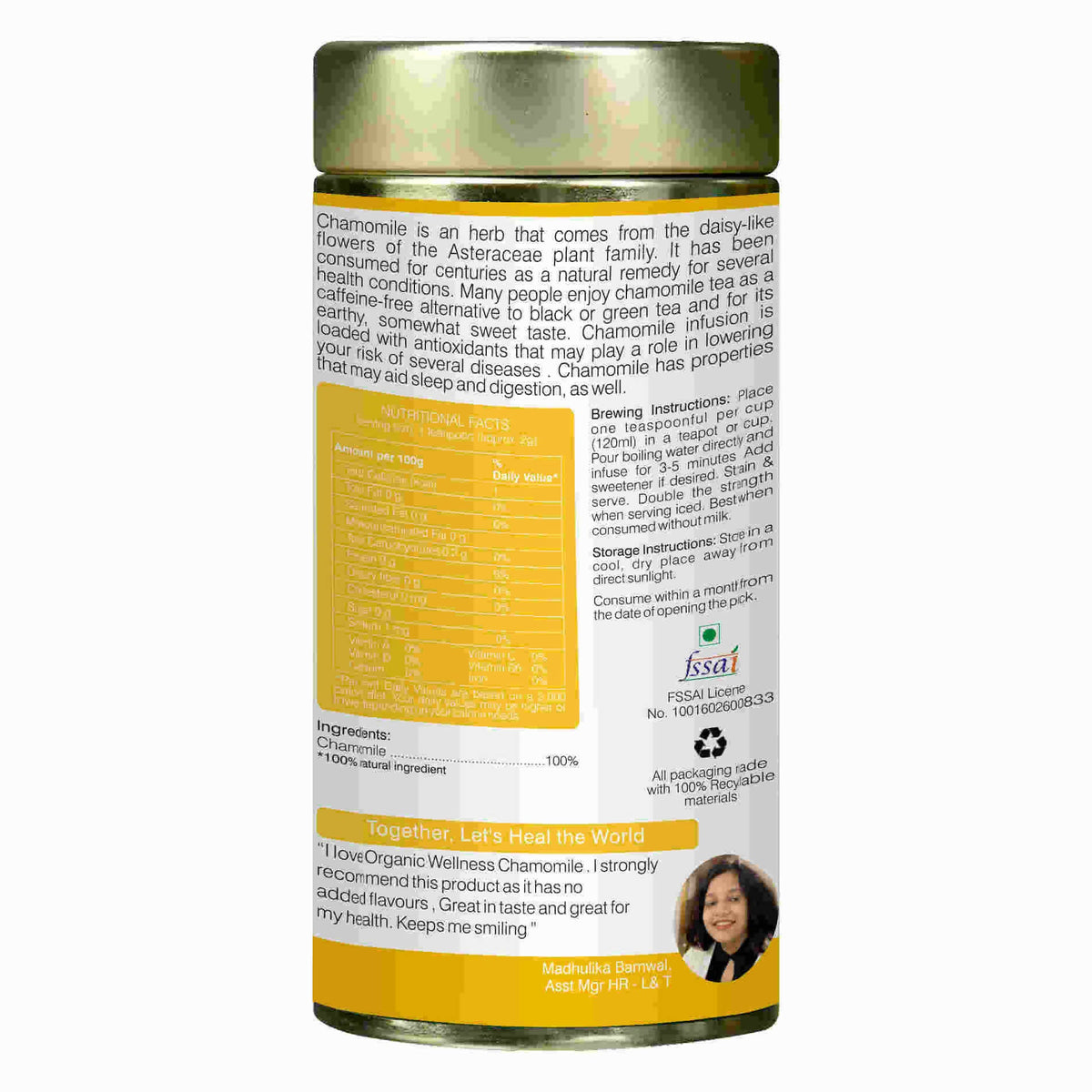 Organic Wellness Blossom Chamomile Tin Pack | Grocsy