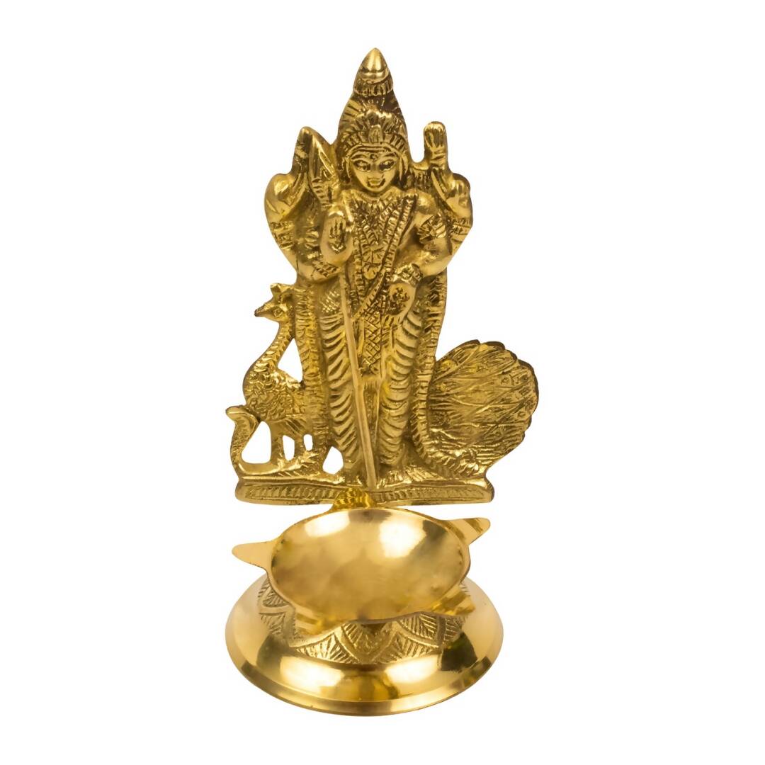 Spillbox Gold-Toned Brass Murugan Diya Pooja Essential | Grocsy