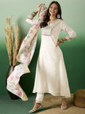 Sangria Embroidered A-Line Kurta With Trousers & Dupatta | Grocsy