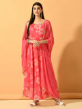 Myshka Women's Pink Festive Flared Anarkali Kurta With Dupatta sets | Grocsy