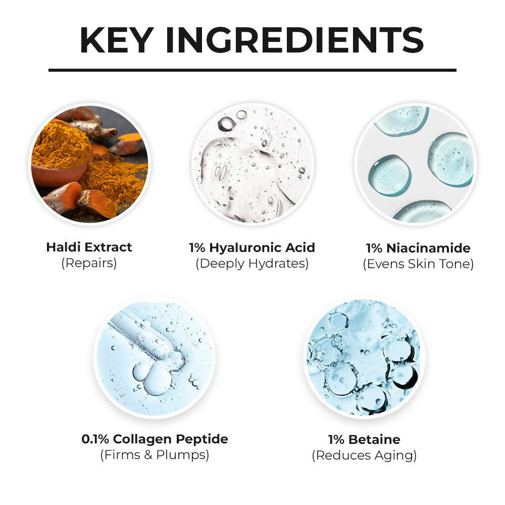 Dr. Sheth's Haldi & Hyaluronic Acid Face Serum with 1% Niacinamide For Hydration, Plump & Bouncy Skin, For All Skin Types | Grocsy