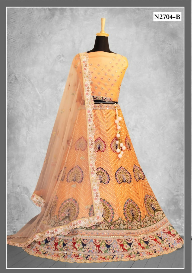 Mustard Organza Silk Gota With Sequence Work Lahenga Choli - Nimaya Ishani | Grocsy