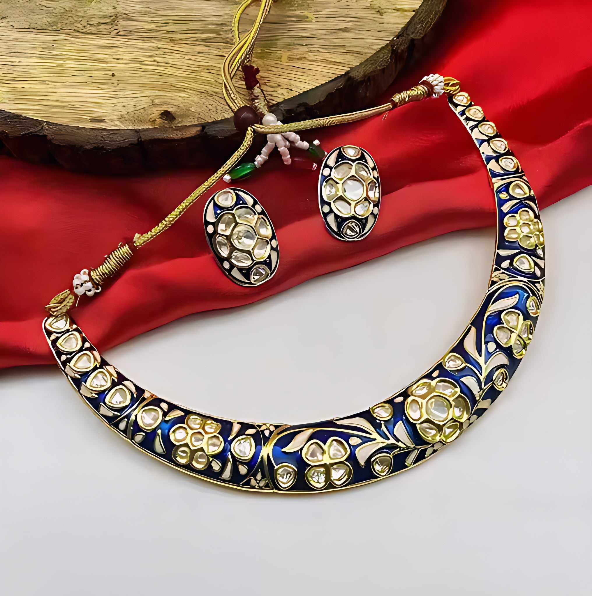 Jewel City Traditional Handcrafted Kundan Gold-Plated Necklace Set | Ethnic Indian Jewelry for Weddings, Parties & Festivals | Grocsy