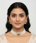 Jewel City Traditional Gold-Plated Multi-Layered Pearl Choker Necklace Set & Earrings Indian Ethnic Wedding Jewelry | Grocsy