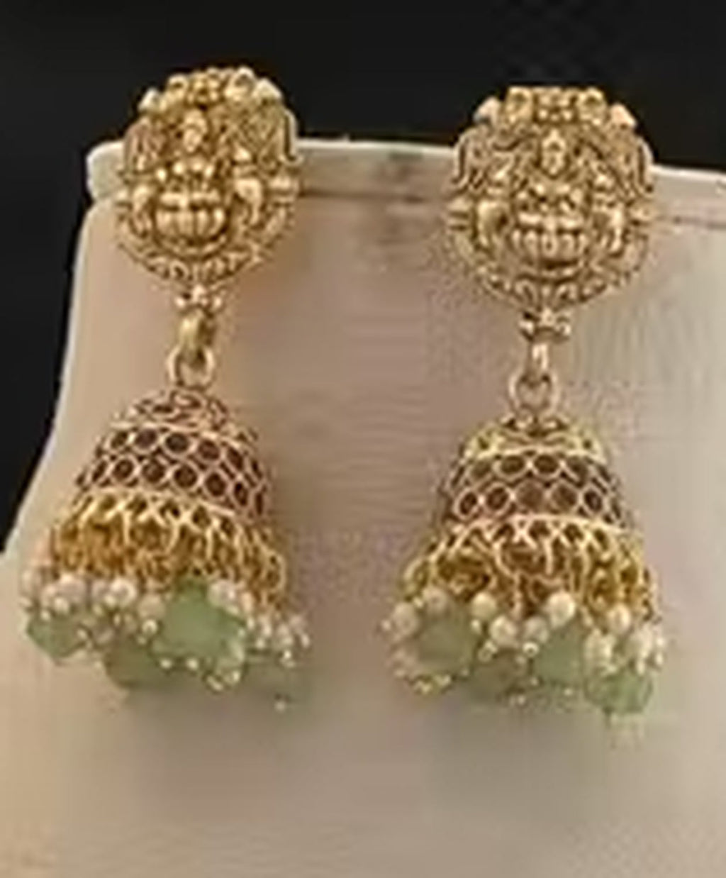 Jewel City Traditional Handcrafted Gold-Plated Lakshmi Temple Necklace Set with Green Beads and Earrings Ethnic Bridal Jewelry Set | Grocsy