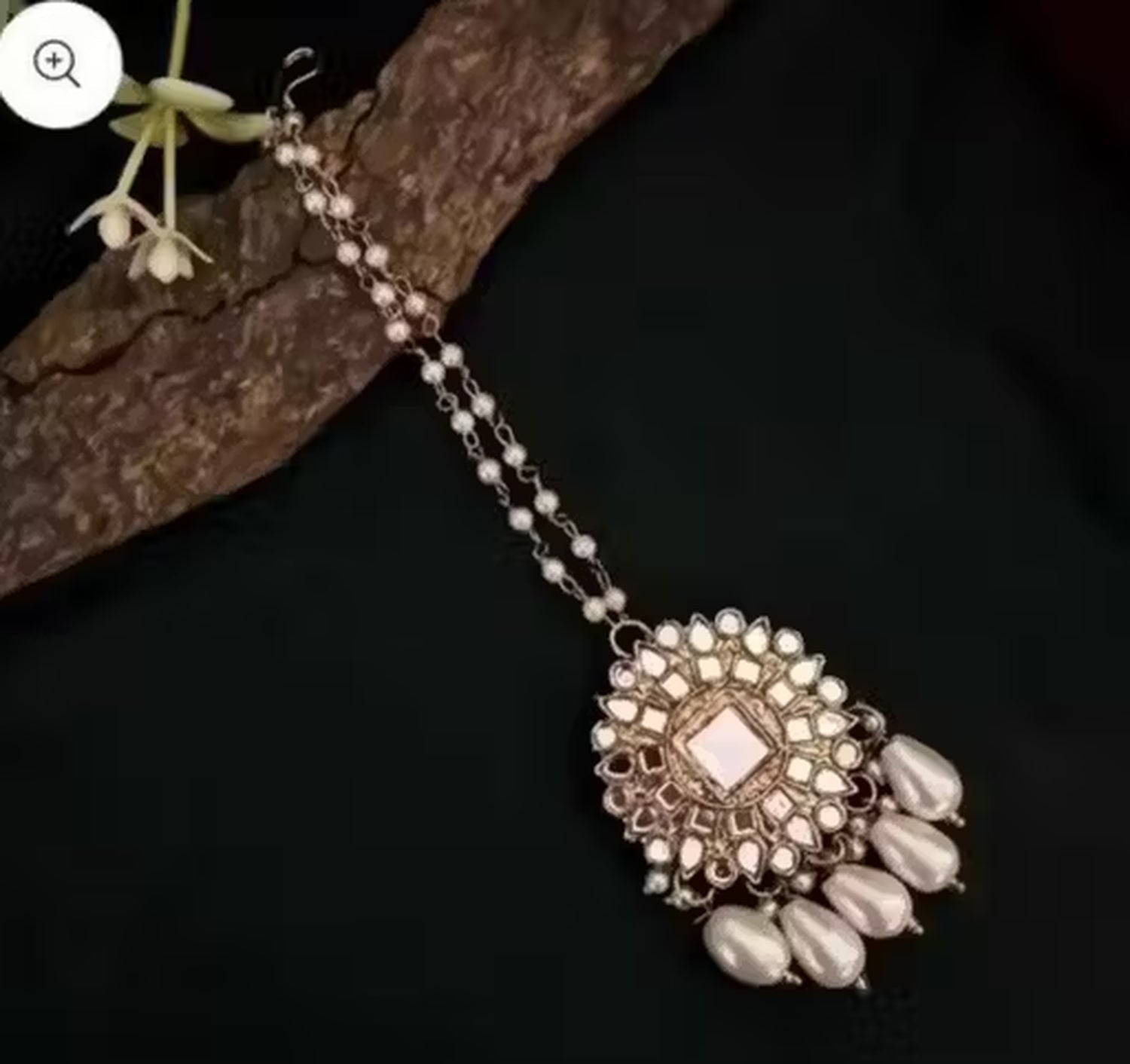 Jewel City Traditional Handcrafted Kundan Pearl Jhumka Drop Earrings And Maang Tikka Set | Grocsy