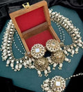 Jewel City Traditional Handcrafted Kundan Pearl Jhumka Drop Earrings And Maang Tikka Set | Grocsy