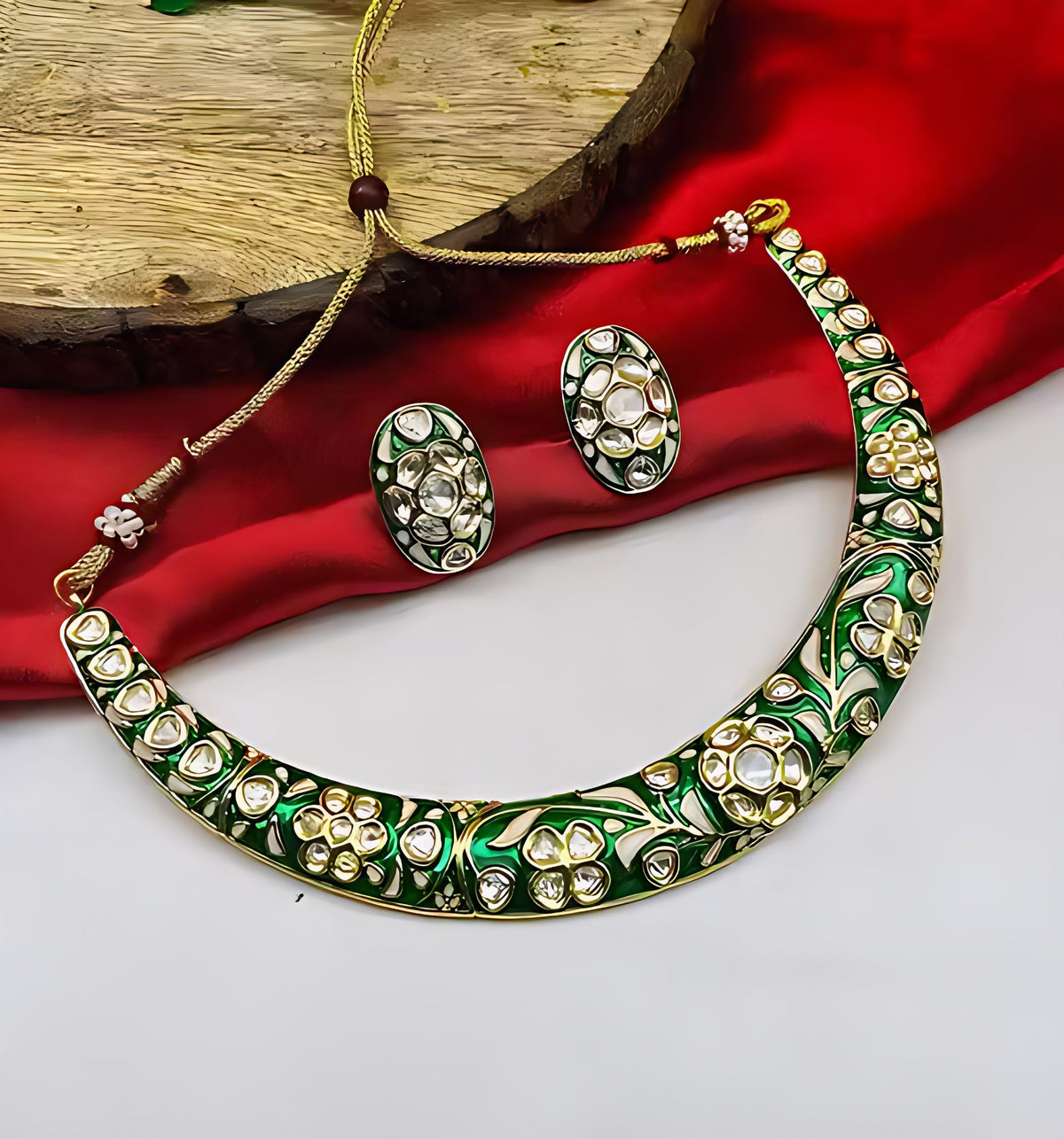 Jewel City Traditional Handcrafted Kundan Gold-Plated Necklace Set | Ethnic Indian Jewelry for Weddings, Parties & Festivals | Grocsy