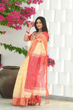 Beatitude Yellow Slub Cotton Floral Jamdani Saree | Grocsy