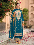 Anaita Teal Premium Embroidered Chiffon Salwar Suit | Grocsy