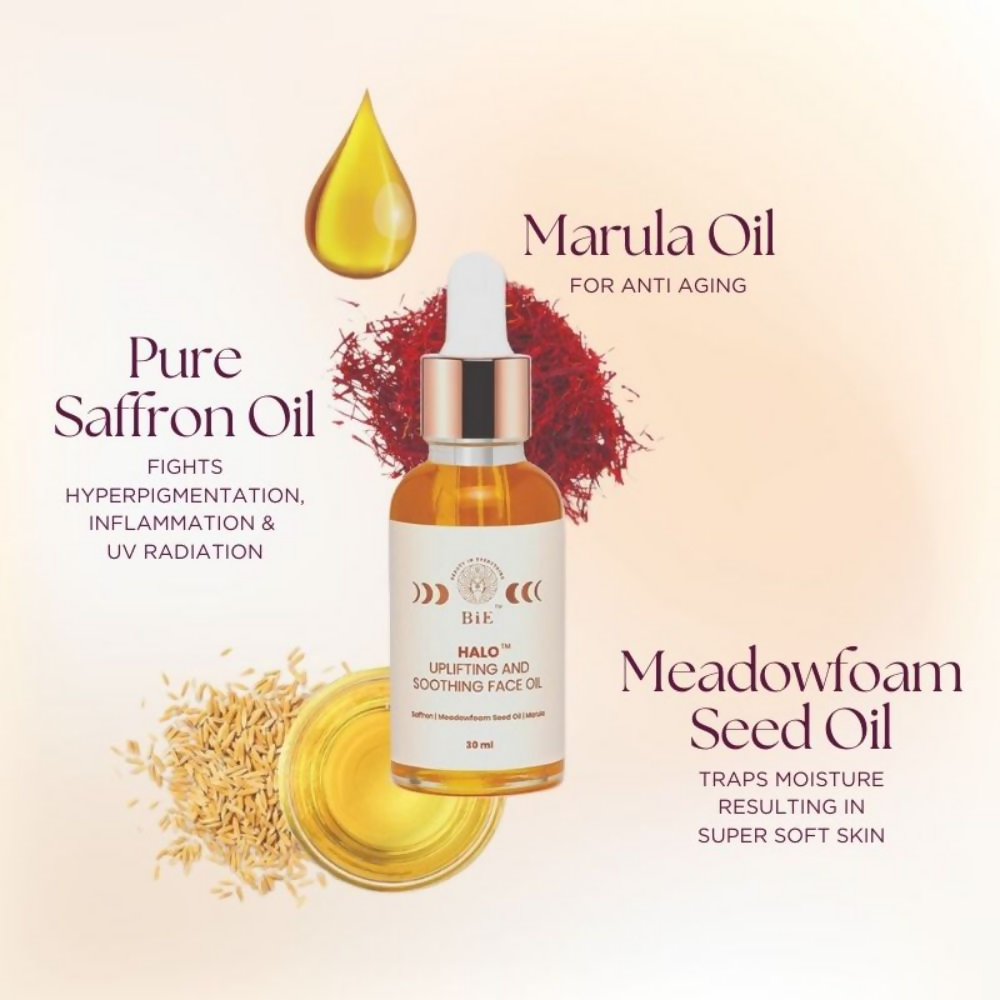 BiE Halo Uplifting & Soothing Face Oil With Pure Saffron For Brighter Skin | Grocsy