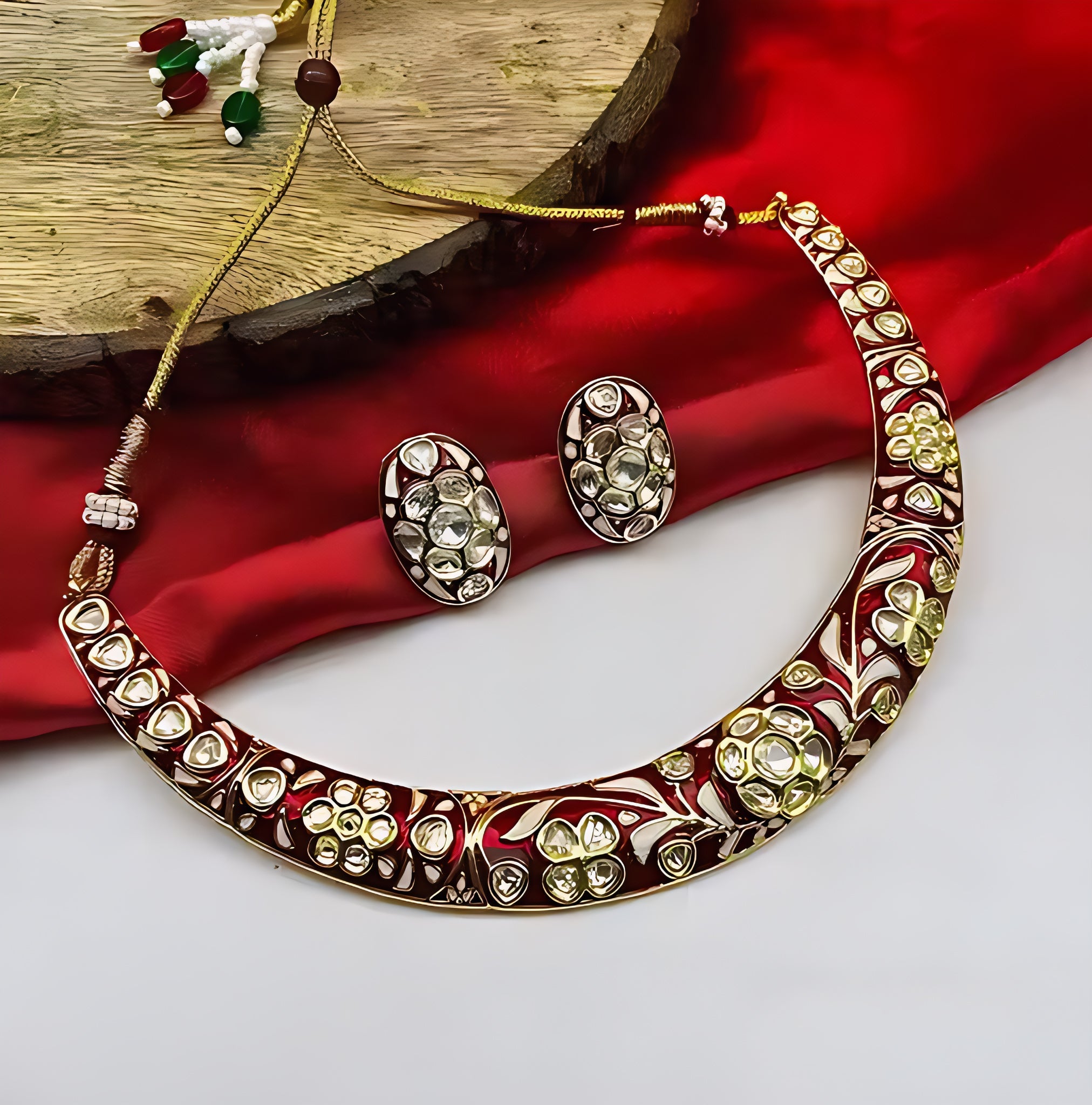 Jewel City Traditional Handcrafted Kundan Gold-Plated Necklace Set | Ethnic Indian Jewelry for Weddings, Parties & Festivals | Grocsy