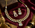 Jewel City Handcrafted Gold-Plated Kundan Choker Necklace Set with Earrings | Traditional Ethnic Indian Bridal Jewelry for Women | Grocsy
