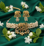 Jewel City Exquisite Handcrafted Elephant Motif White Pearl Jewelry Set - Where Tradition Meets Elegance | Grocsy