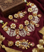 Jewel City Handcrafted Kundan & Ruby Bead Choker Set | Traditional Indian Gold-Plated Bridal Jewelry | Grocsy