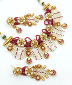 Jewel City Handcrafted Kundan & Ruby Bead Choker Set | Traditional Indian Gold-Plated Bridal Jewelry | Grocsy
