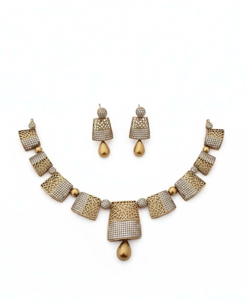 Jewel City Stunning Traditional Gold-Plated Choker Necklace Set | Grocsy