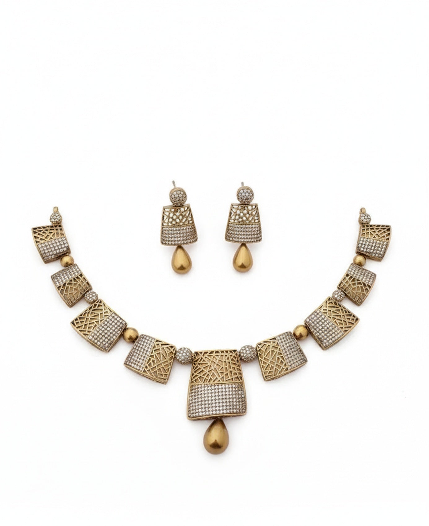 Jewel City Stunning Traditional Gold-Plated Choker Necklace Set | Grocsy
