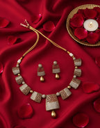 Jewel City Stunning Traditional Gold-Plated Choker Necklace Set | Grocsy