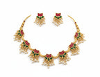 Jewel City Traditional Gold-Plated Lotus Necklace Set with Pearls for Women – Ethnic Wedding & Festive Jewelry | Grocsy