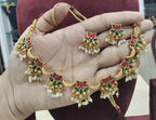 Jewel City Traditional Gold-Plated Lotus Necklace Set with Pearls for Women – Ethnic Wedding & Festive Jewelry | Grocsy