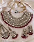 Jewel City Handcrafted Maroon Kundan Jewellery Set | Grocsy