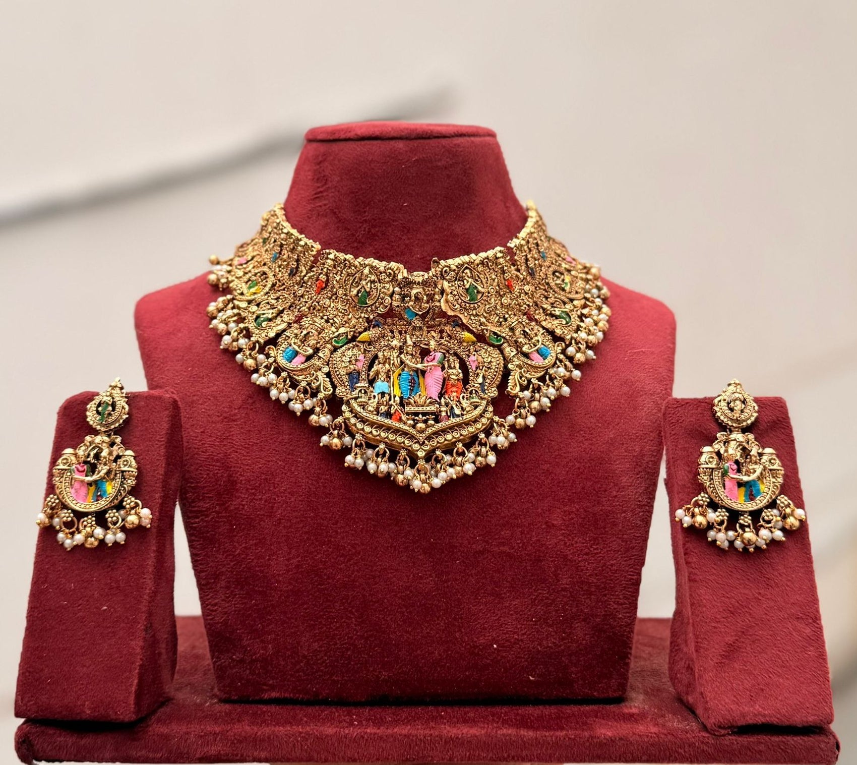 Jewel City Handcrafted Temple Jewellery: Intricate Gold-Plated Choker Set | Grocsy