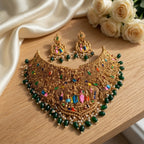 Jewel City Handcrafted Temple Jewellery: Intricate Gold-Plated Choker Set | Grocsy