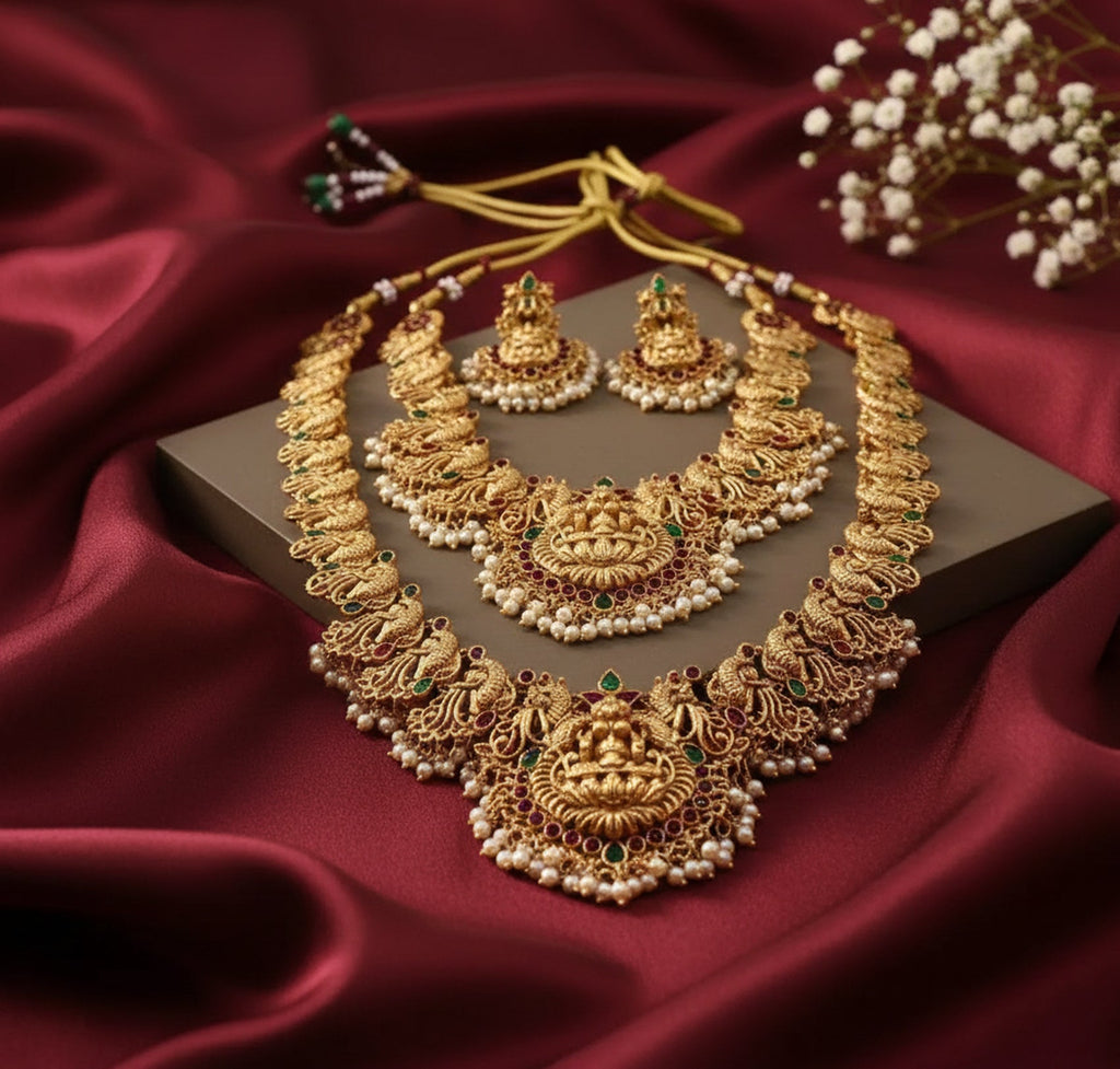 Jewel City Exquisite Antique Gold-Plated Temple Jewelry Set | Grocsy