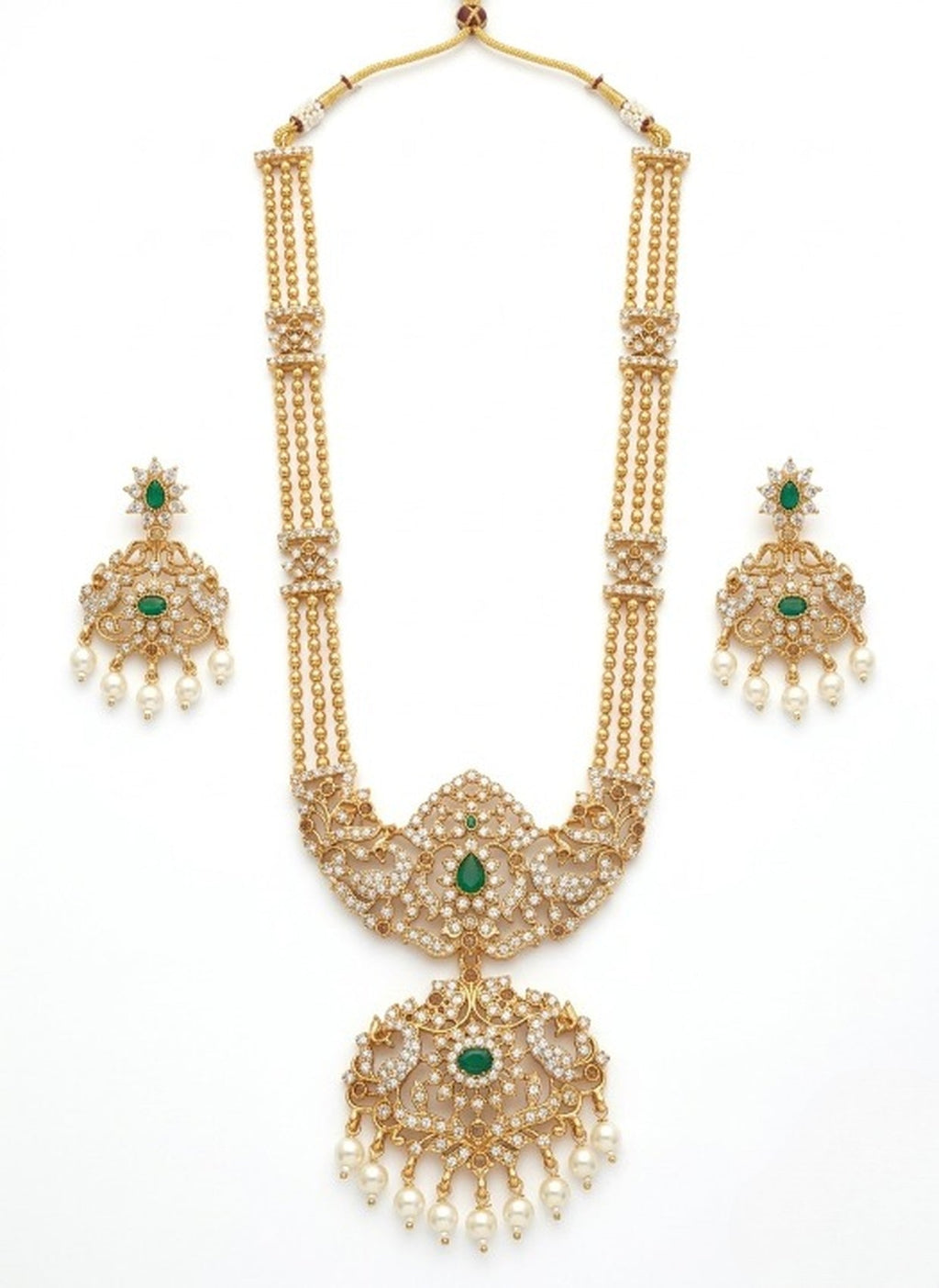 Jewel City Handcrafted Traditional Gold-Plated Temple Jewelry Set | Ethnic Bridal Lakshmi Necklace & Earrings for Women | Grocsy
