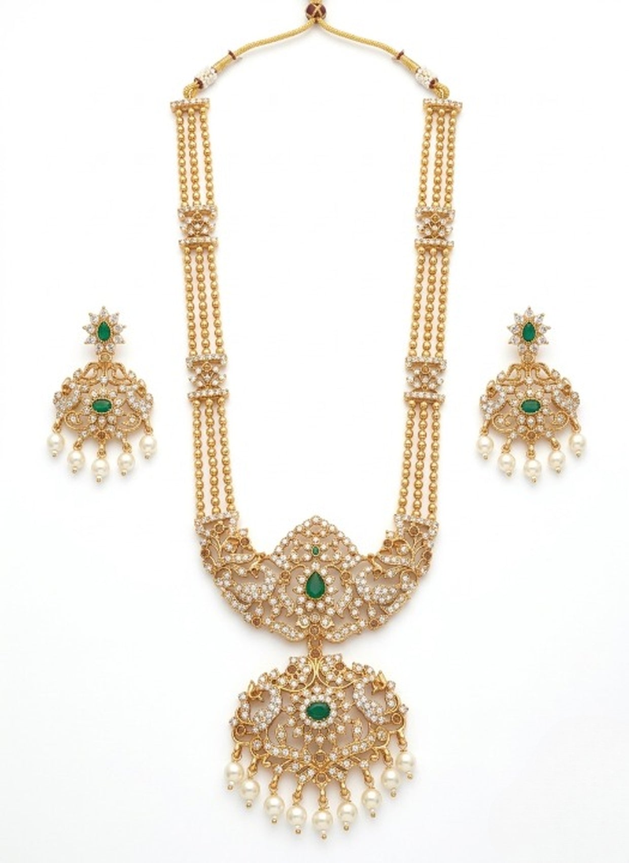 Jewel City Handcrafted Traditional Gold-Plated Temple Jewelry Set | Ethnic Bridal Lakshmi Necklace & Earrings for Women | Grocsy