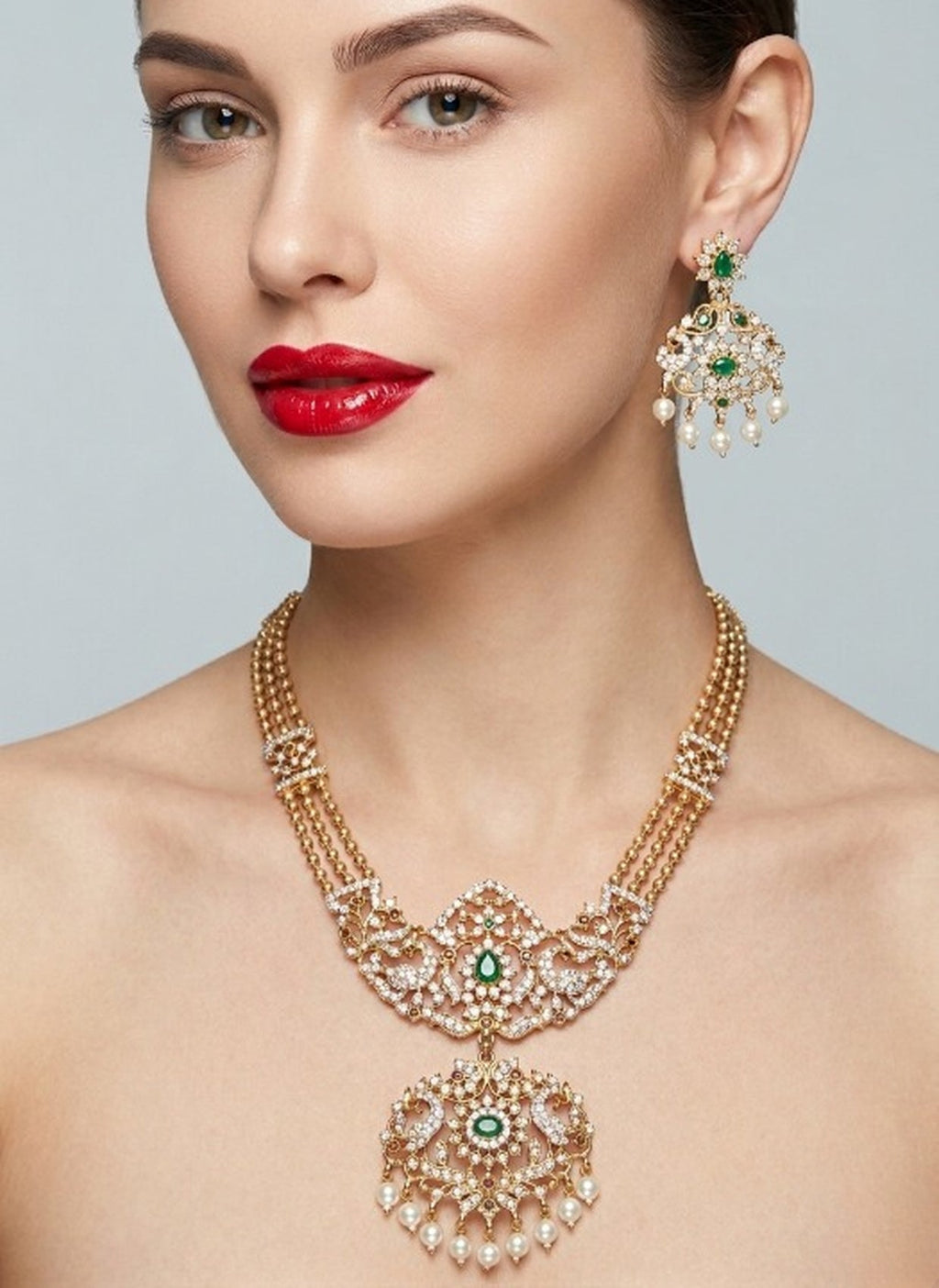Jewel City Handcrafted Traditional Gold-Plated Temple Jewelry Set | Ethnic Bridal Lakshmi Necklace & Earrings for Women | Grocsy