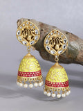 Joban Fashion Women White Beats Matte Gold Jhumka | Grocsy