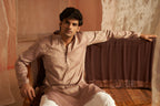 Mauve Modal Silk Wevon Designer Men's Kurta Set - Mahotsav | Grocsy
