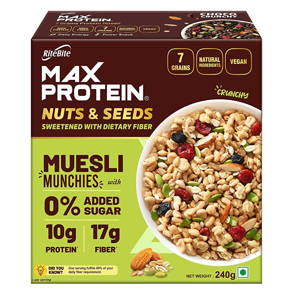 RiteBite Max Protein Muesli Munchies Nuts & Seeds | Grocsy