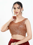 Joban Fashion Maroon Silk Padded Blouse With Sweetheart Neck Sleeveless | Grocsy